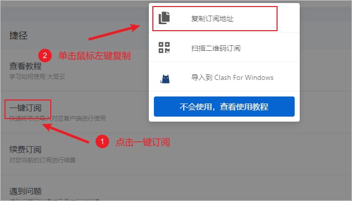 订阅地址界面一
